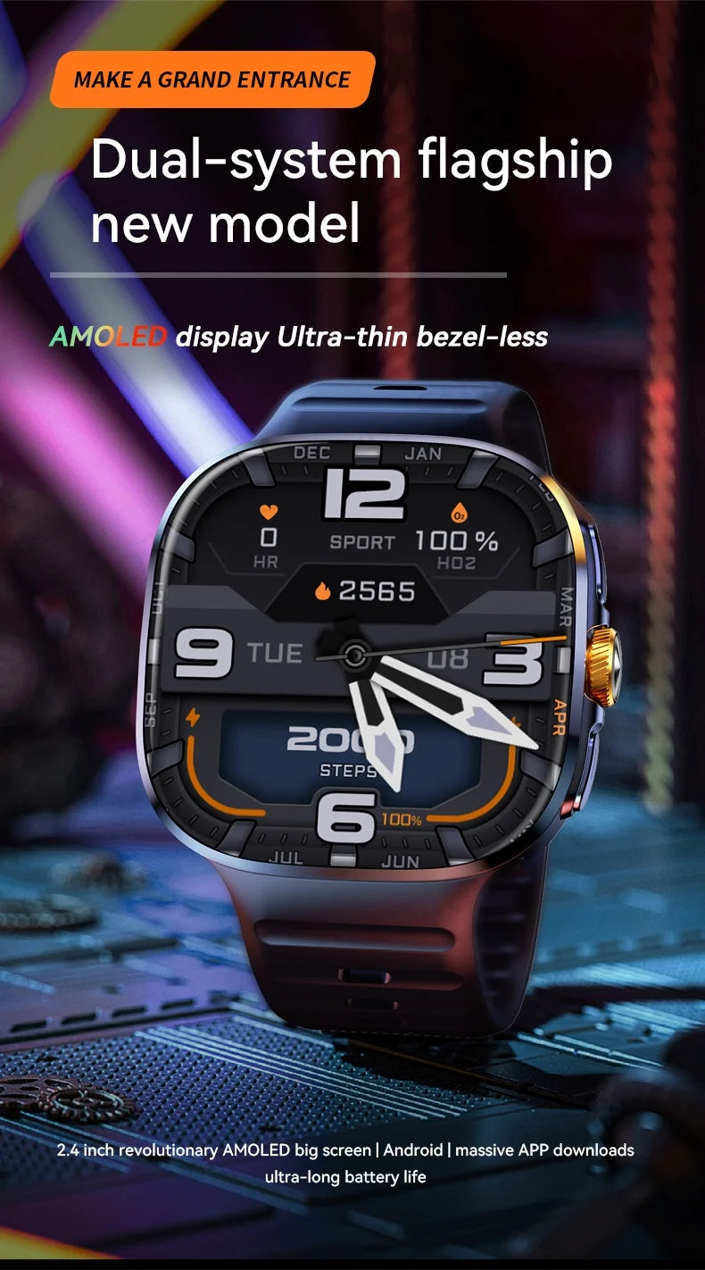 smartwatch 5g com tela amoled de 2.4 polegadas unissex