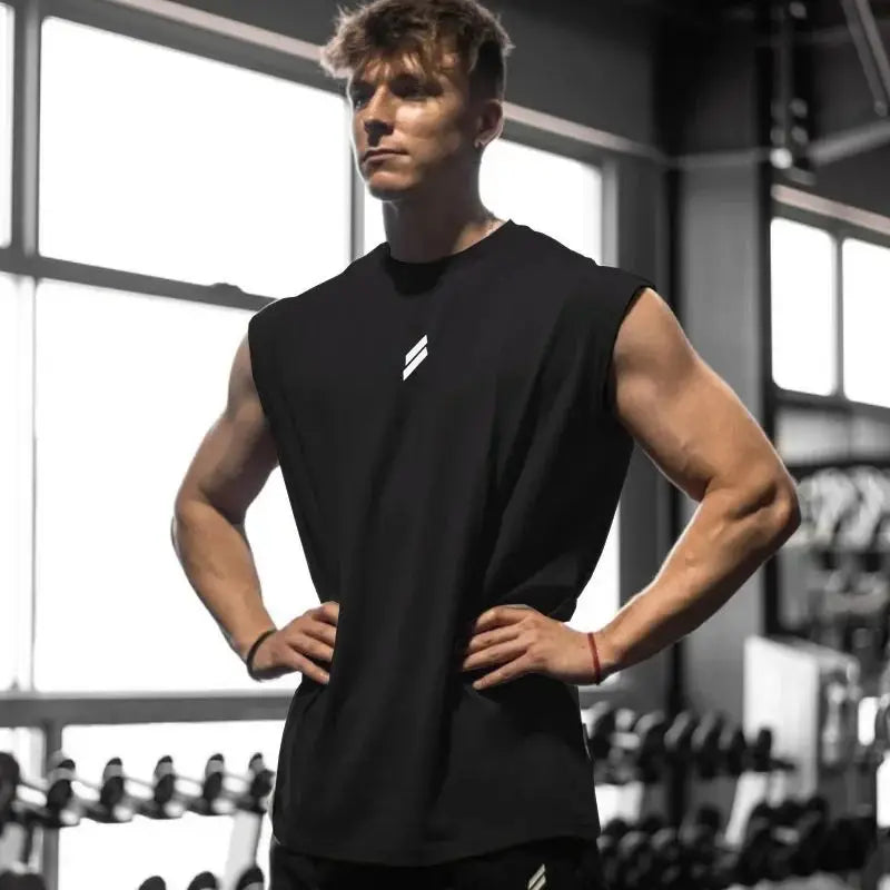 Camiseta sem mangas masculina para treino.
