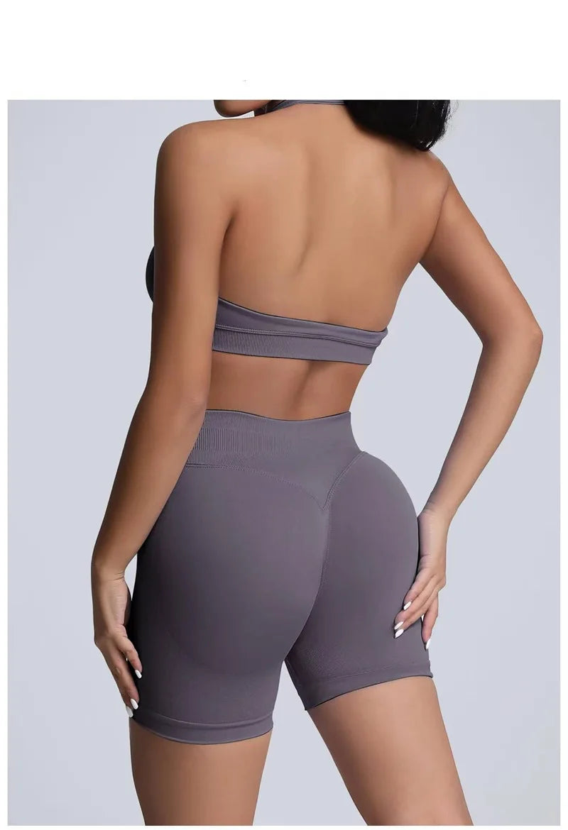 calças de ginástica elásticas shorts de academia.
