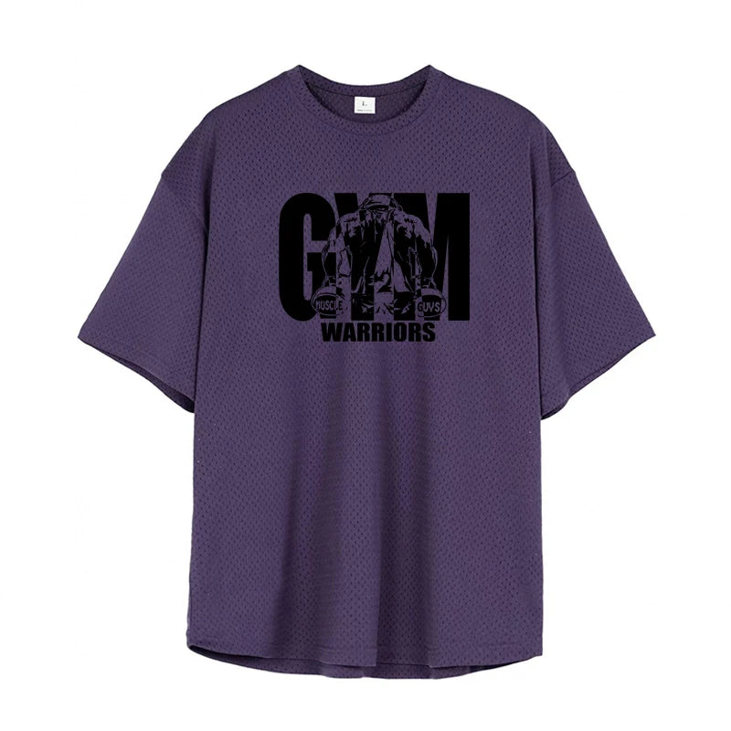 camiseta de manga curta com estampa gym warriors