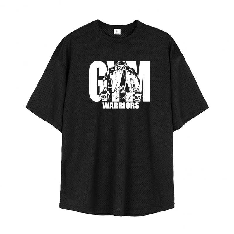 camiseta de manga curta com estampa gym warriors