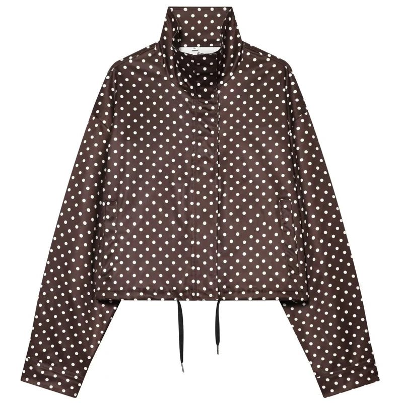 jaqueta bomber de bolinhas jaquetas femininas demi-temporada oversized.