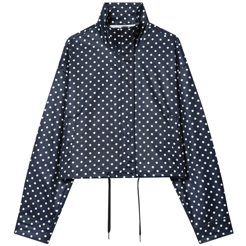 jaqueta bomber de bolinhas jaquetas femininas demi-temporada oversized.