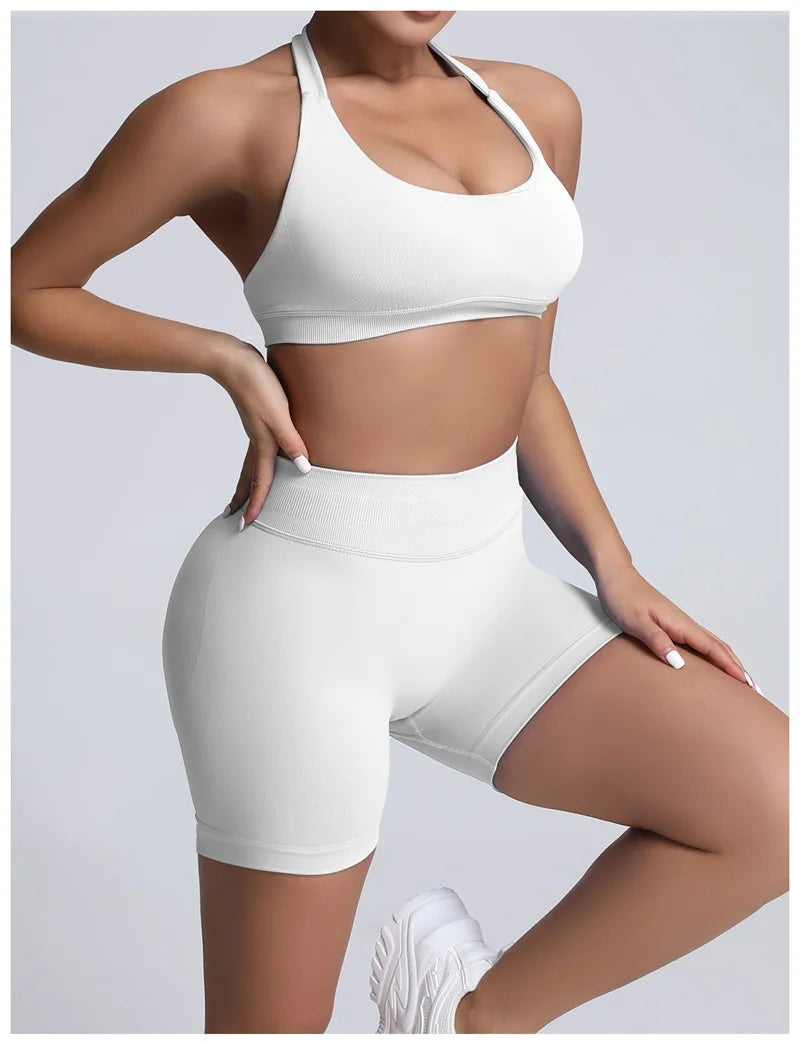 calças de ginástica elásticas shorts de academia.