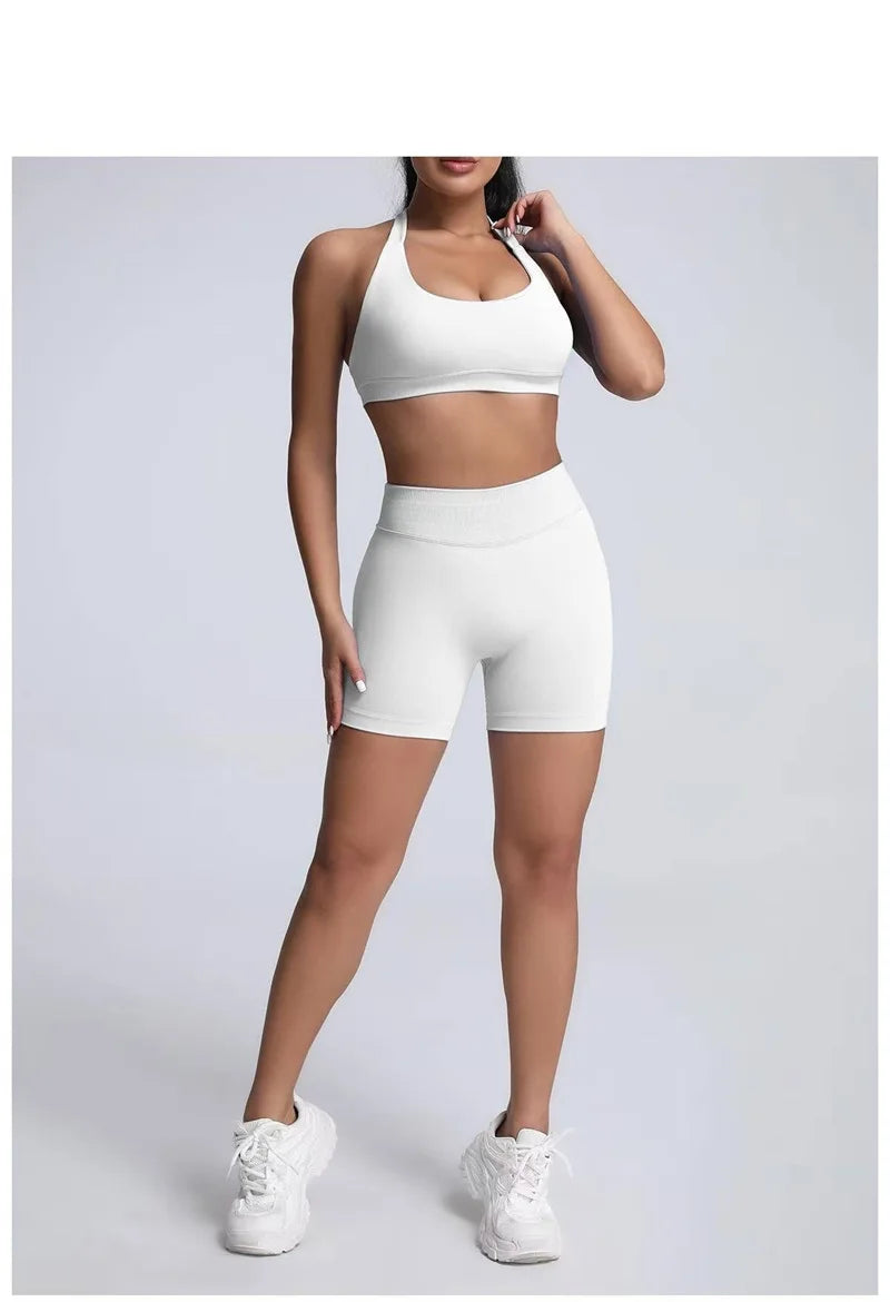 calças de ginástica elásticas shorts de academia.