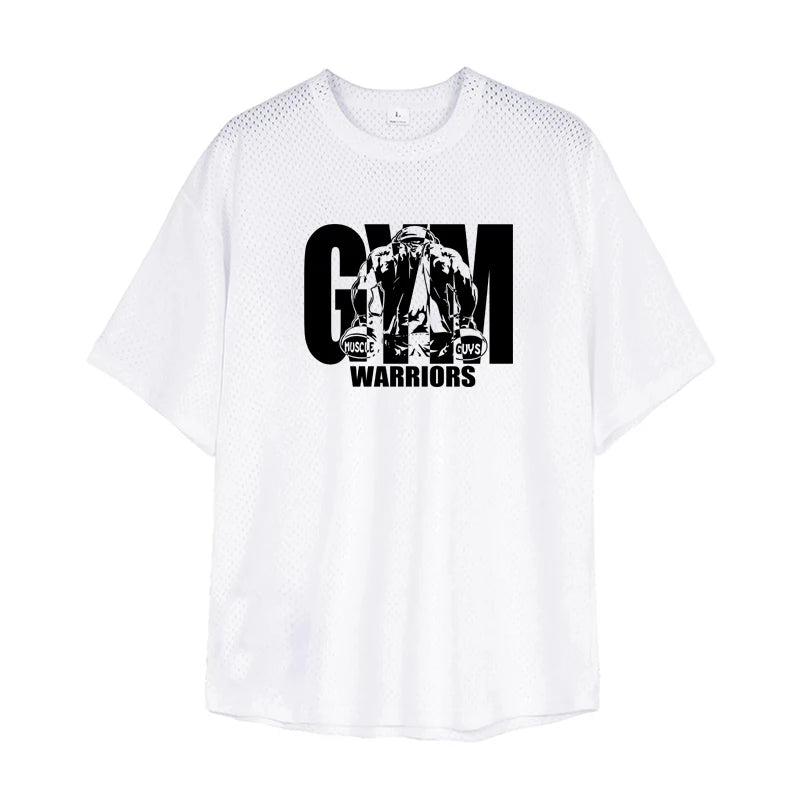 camiseta de manga curta com estampa gym warriors