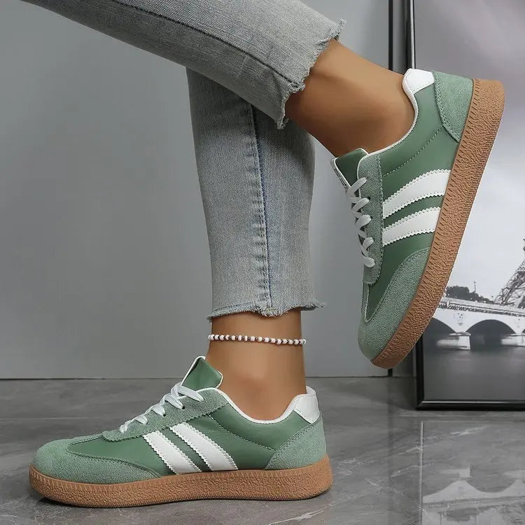tênis confortável para mulher moda listrado rendas