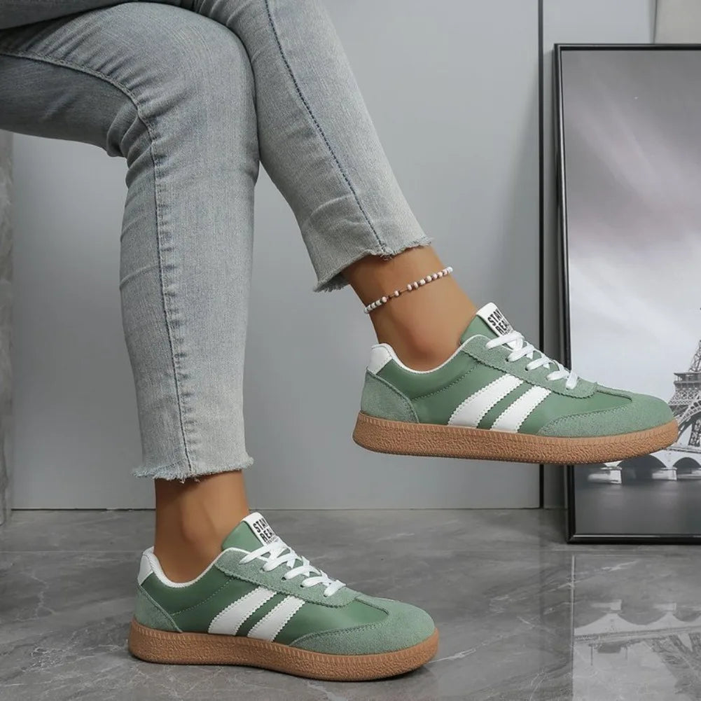 tênis confortável para mulher moda listrado rendas