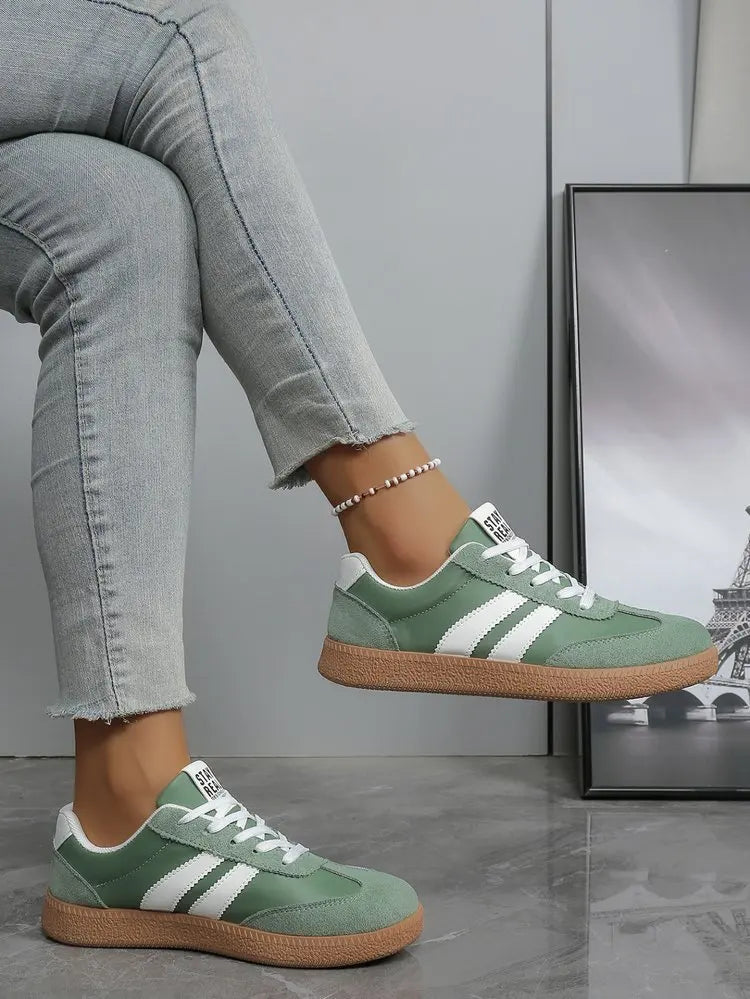 tênis confortável para mulher moda listrado rendas
