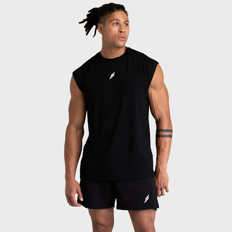 Camiseta sem mangas masculina para treino.