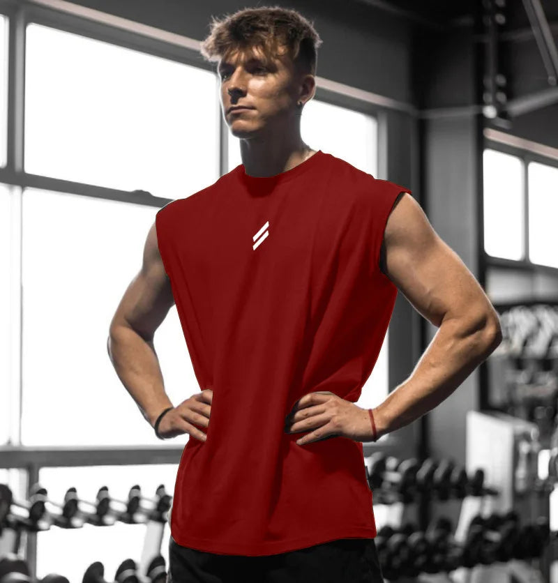 Camiseta sem mangas masculina para treino.