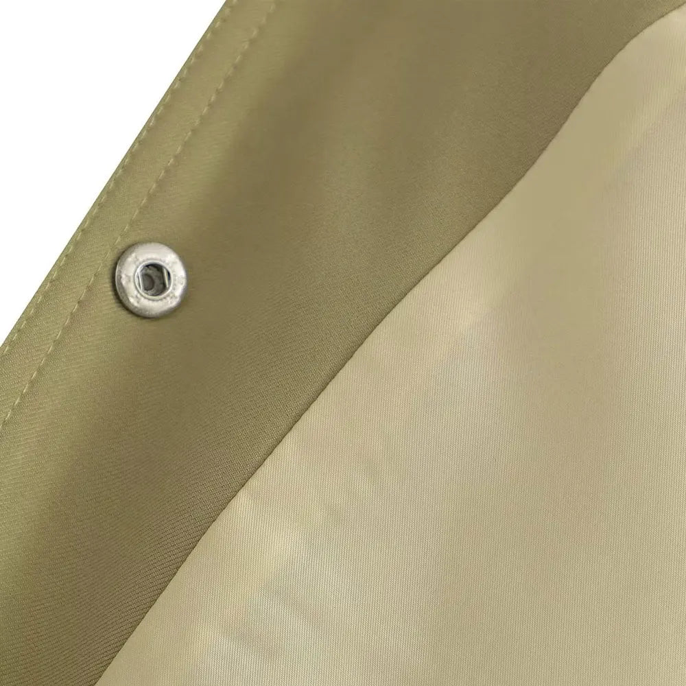 jaqueta bomber vintage manga longa botão frontal