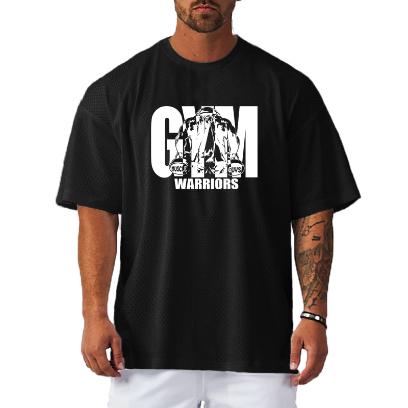 camiseta de manga curta com estampa gym warriors
