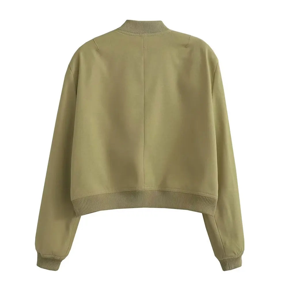 jaqueta bomber vintage manga longa botão frontal