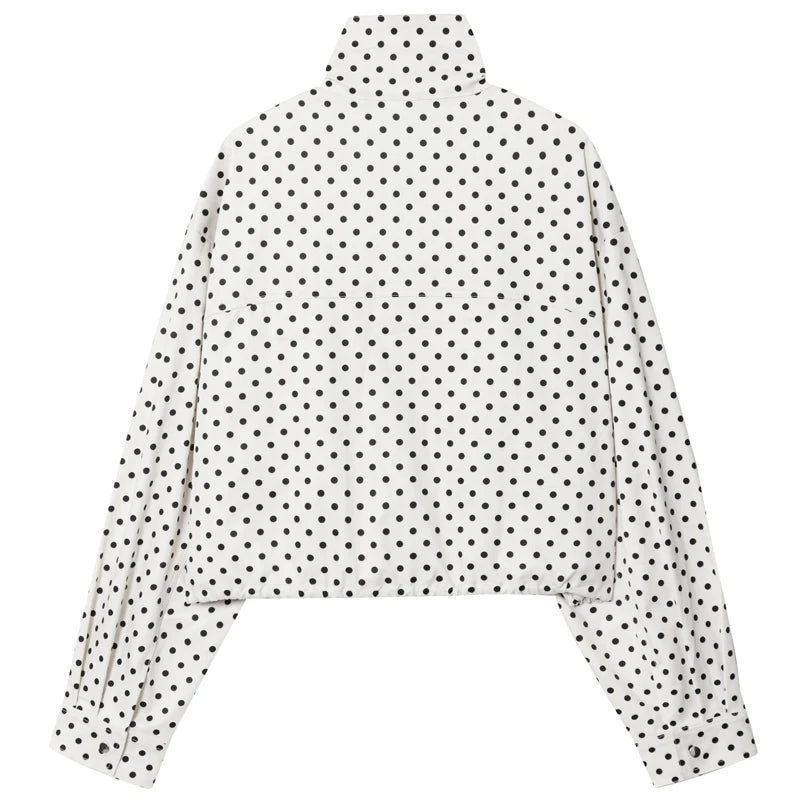 jaqueta bomber de bolinhas jaquetas femininas demi-temporada oversized.