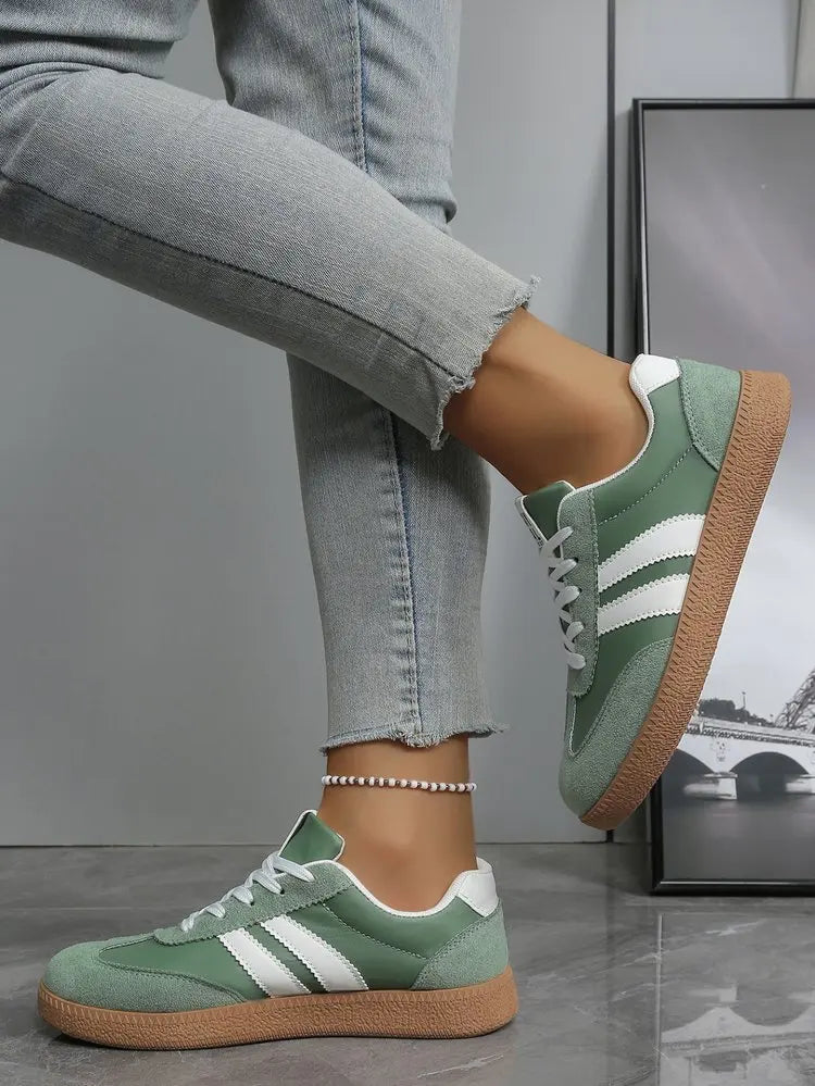 tênis confortável para mulher moda listrado rendas
