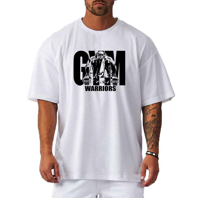 camiseta de manga curta com estampa gym warriors