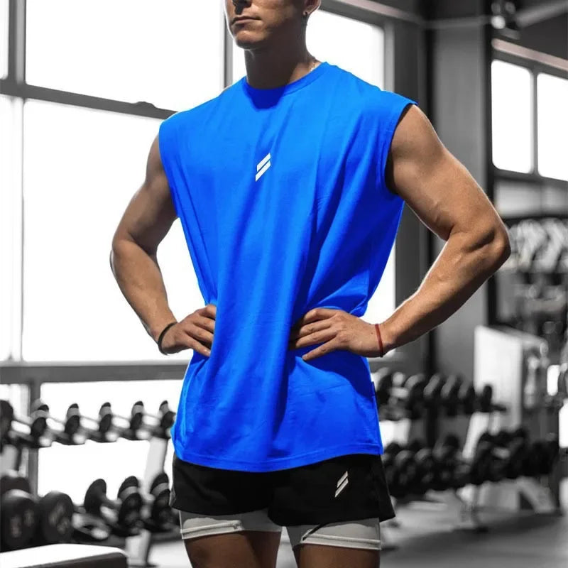 Camiseta sem mangas masculina para treino.