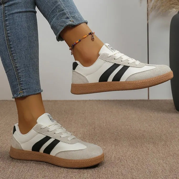 tênis confortável para mulher moda listrado rendas