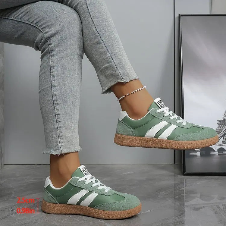 tênis confortável para mulher moda listrado rendas