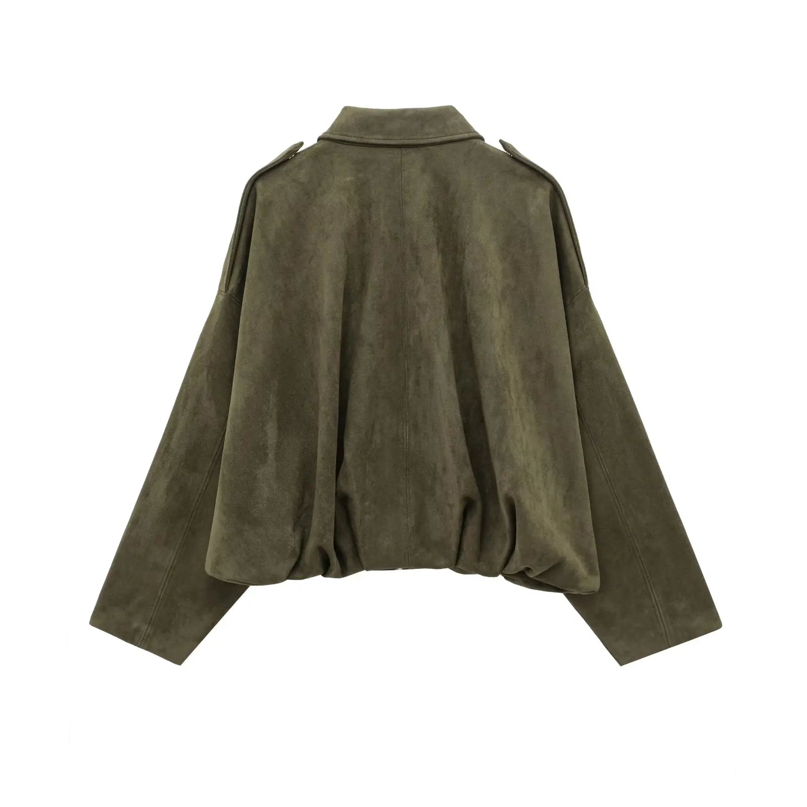 Hh feminino marrom verde camurça jaqueta solta casual.
