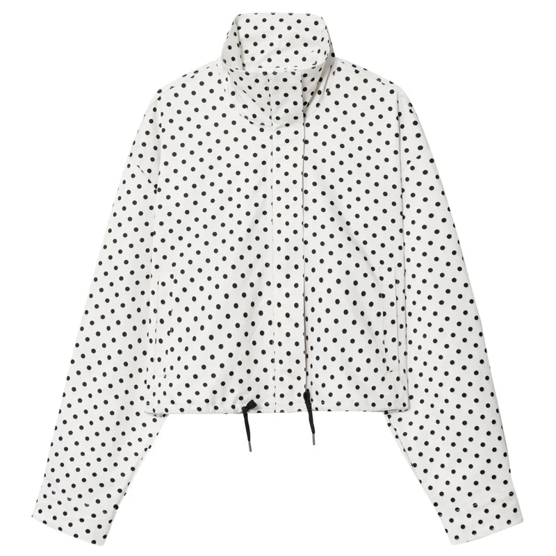 jaqueta bomber de bolinhas jaquetas femininas demi-temporada oversized.